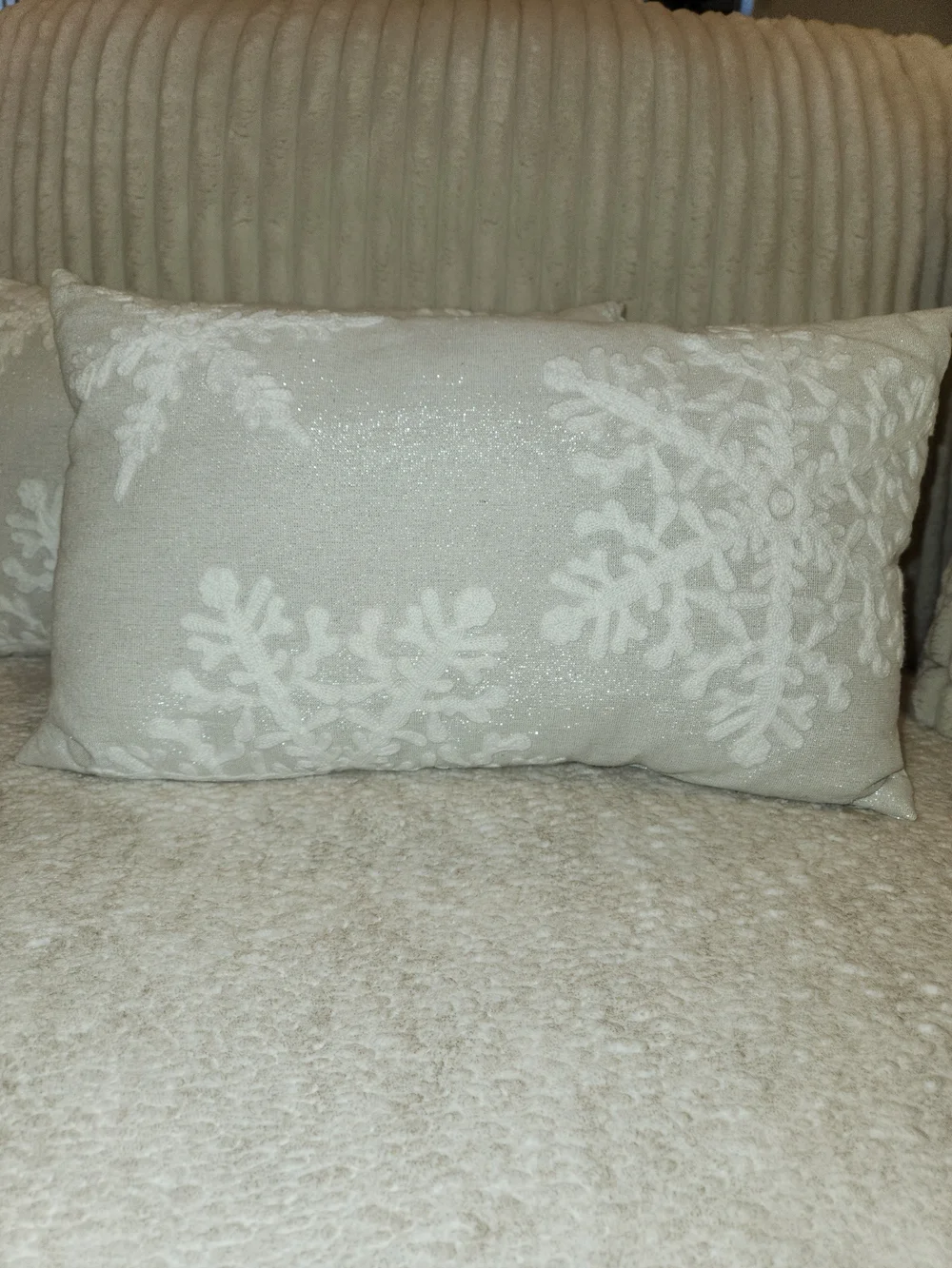 ❄️ Cream Embroidered Throw Pillow ❄️